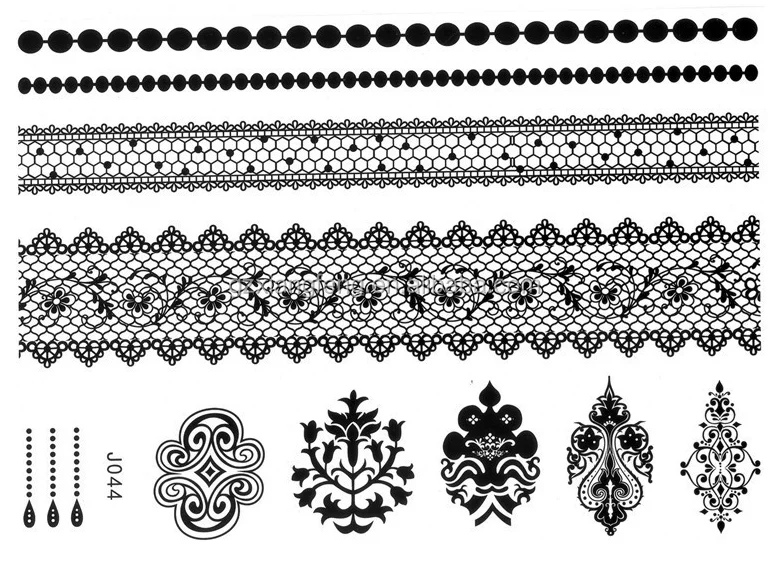  2021 Animal Henna Tattoo Stencil Sticker Body Art Black Lace