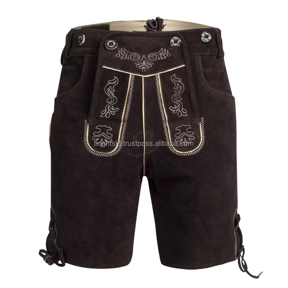 Original German Bavarian Oktoberfest Trachten Lederhosen Cow Suede Leather with Customizable Size and Belt