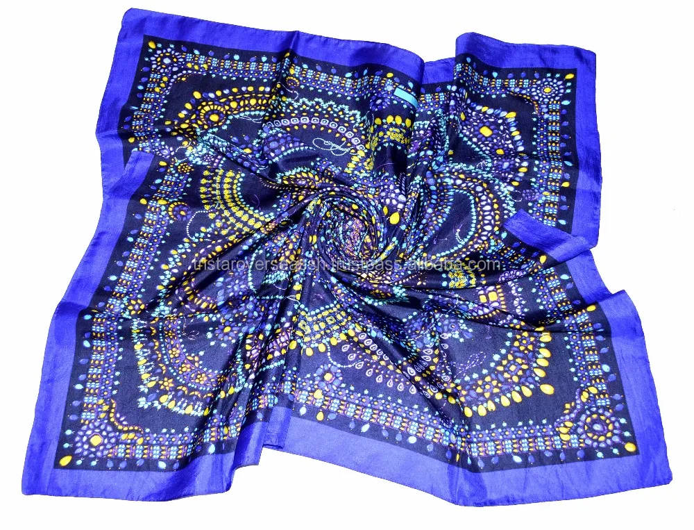 Silk digital printed scarf Print your custom designs scarf 12 mm quality long length printed pattern square style pure silk