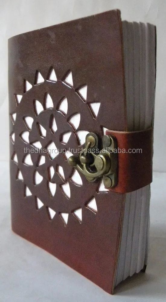 Индийский блокнот ручной работы с боковым замком кожаный журнал вырезанная работа Обычная тонкая переработанная бумага ручная работа дневник