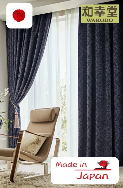 Sample available, made in Japan Japanese designer curtains eyelet grey , blackout curtains