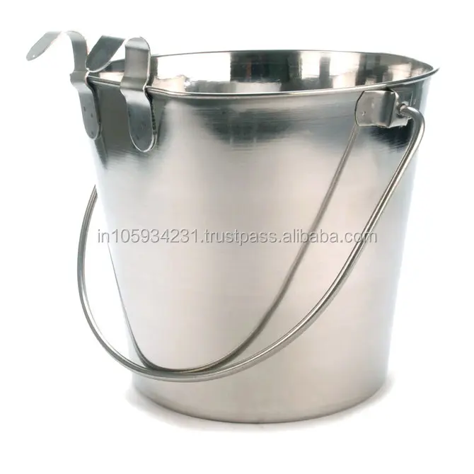 Shiny finish - Stainless Steel Flat sided Pet Pail bucket without Lid