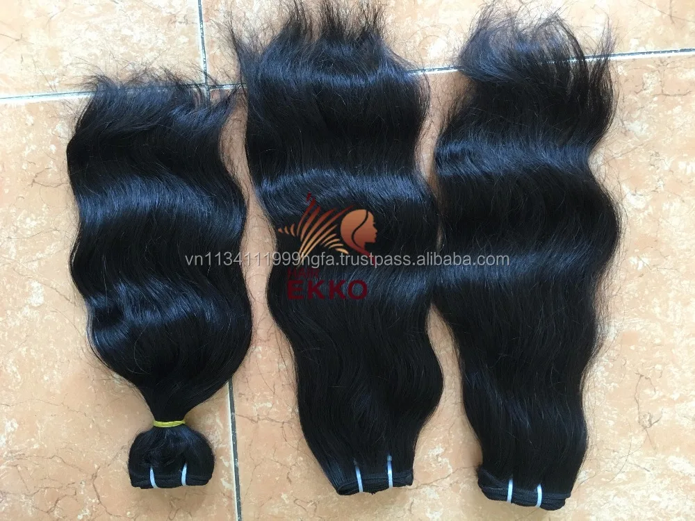 
100% natural virgin human long black machine weft hair for extension natural straight and wavy remy human hair wholesale 