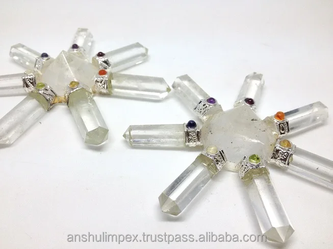 Clear Quartz Aura Energy Generator for Healing, Meditation with 7 sides