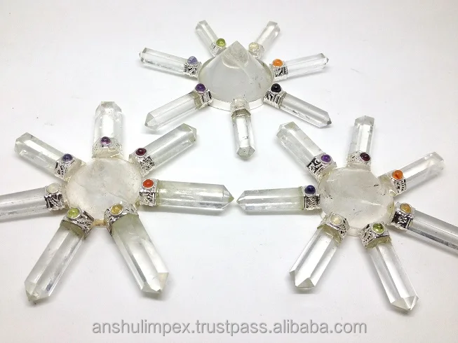 Clear Quartz Aura Energy Generator for Healing, Meditation with 7 sides