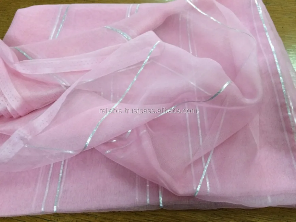 New Trend Narrow Silver Lurex Line Chiffon Scarf wide gaping