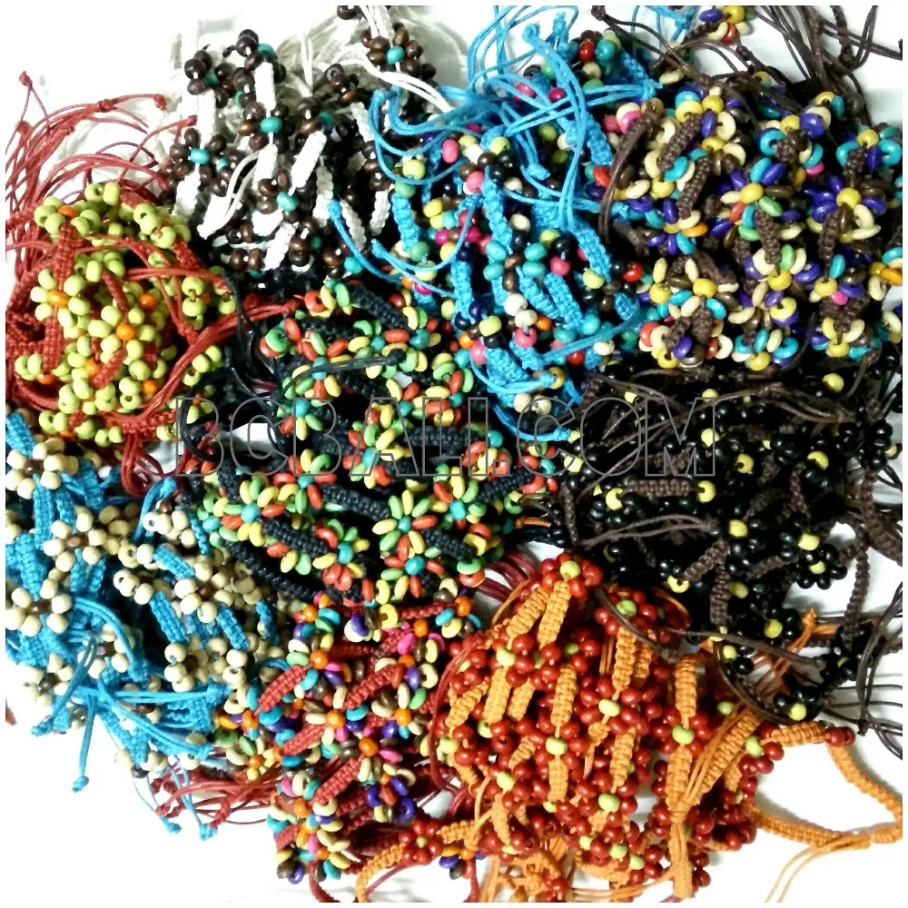 women leather hemp bracelet mix color 220 pieces free shipping