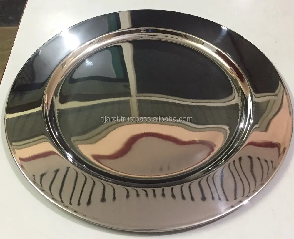 Charger Plates / Serving Plate / Metal Plate GOLD Plate Dish Round Stainless Steel Customized Pattern Engraving Polish