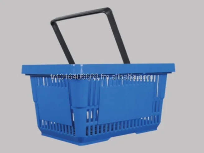 High Quality Cheap  PP Plastic Supermarket Shopping Hand Basket Grocery Cart  with Double  Handle