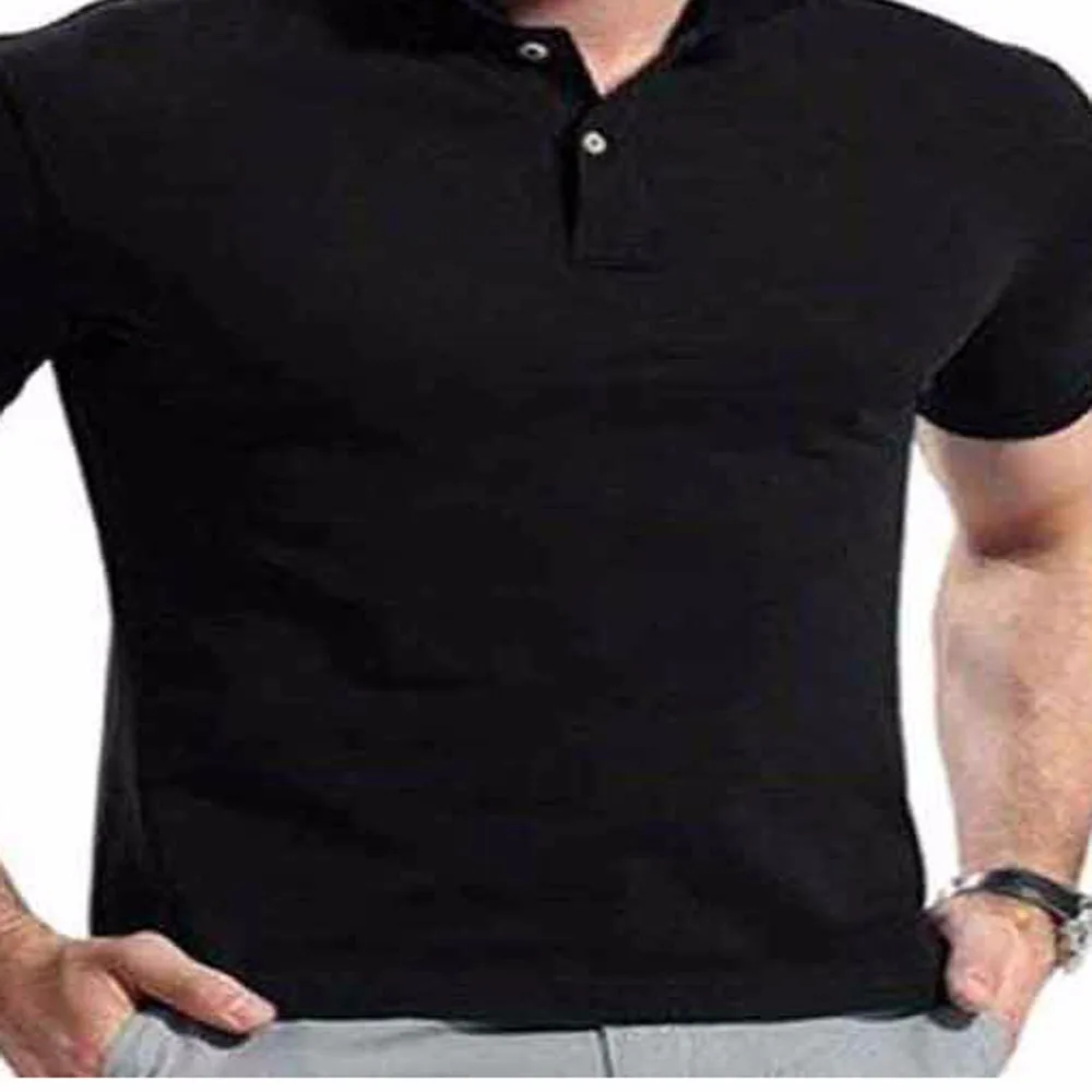 men plain Collar  t shirts Black