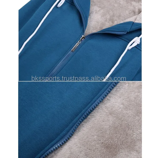 Women Fashion Casual Hooded Sweatshirt Winter Zipper Closure Pure Color Thick Fleece Leisure Sports Tops Hoodies Coat