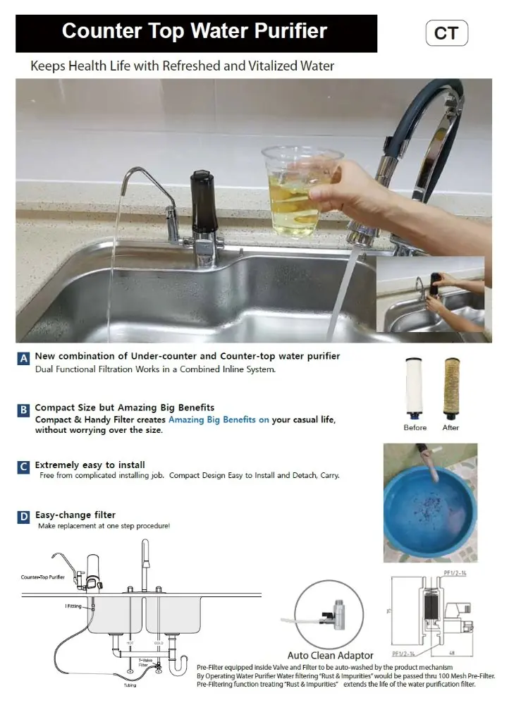 Compact Water Purifier with High-Perfermance Filter Made In South Korea With High Quality of Material