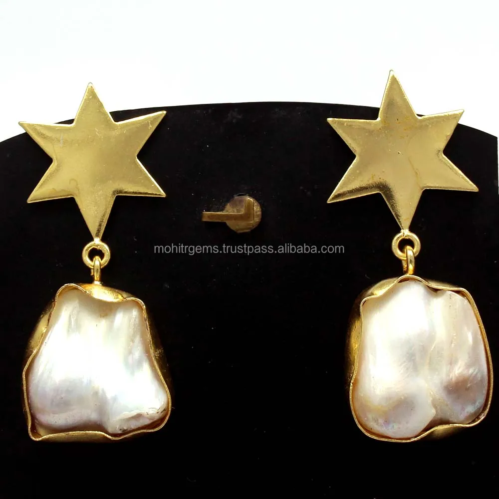 Uneven Shape Pearl Oyster Pearl Star Jewelry Earrings For Womens And Girls