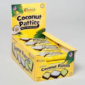 
COCONUT PATTIES 2.5OZ ORIGINAL 4-20PC COUNTER DISPLAYS #4218 
