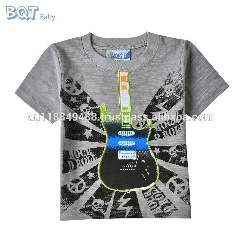 
Новое родился детская одежда супер мягкие гитара вышитые прохладный мальчики футболка 