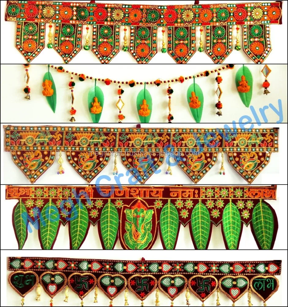 Indian ethnic wholesale handmade embroidery work-Traditional look Diwali decor items-Indian katchi work door hanging