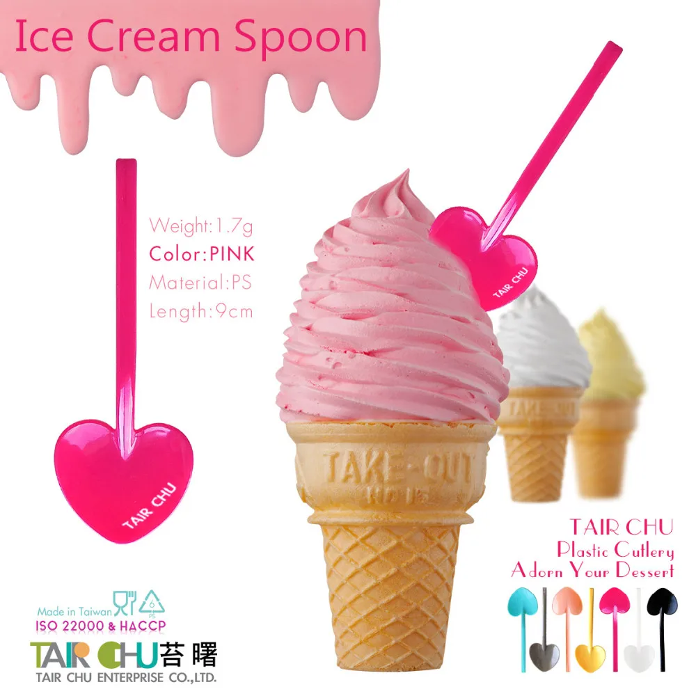 9cm pink Ice cream spoon