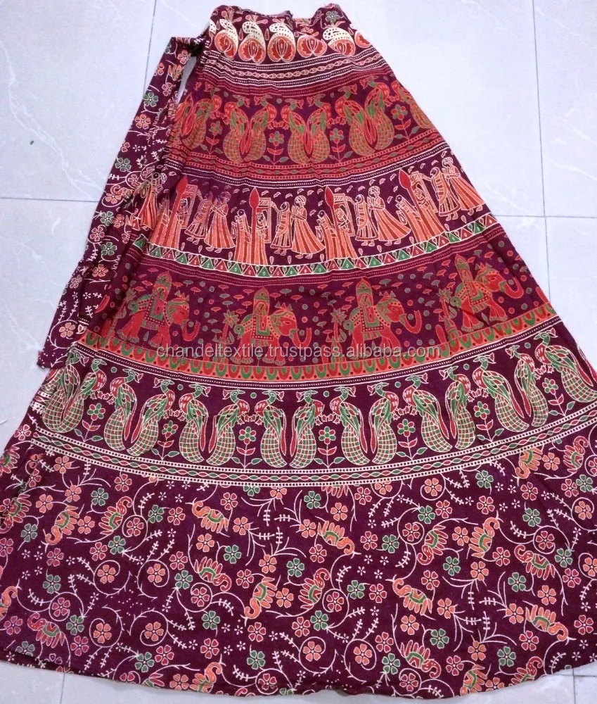 Indian Traditional Cotton maxi skirt wrap on sarong peasant boho Cotton Designer Printed Animals Wraparound Women Skirts