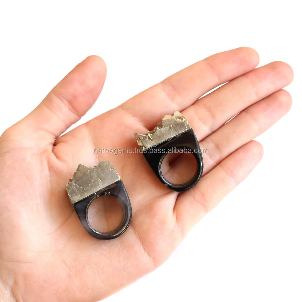 NATURAL PYRITE DRUZY RING