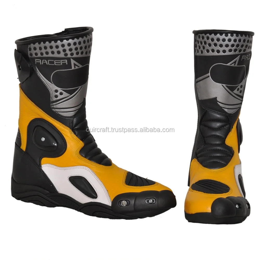 Custom Made Biker Motorbike Racing Shoes Racing Boot Motorcycle Shoes For Men Leather Motorbike Safety Boots
