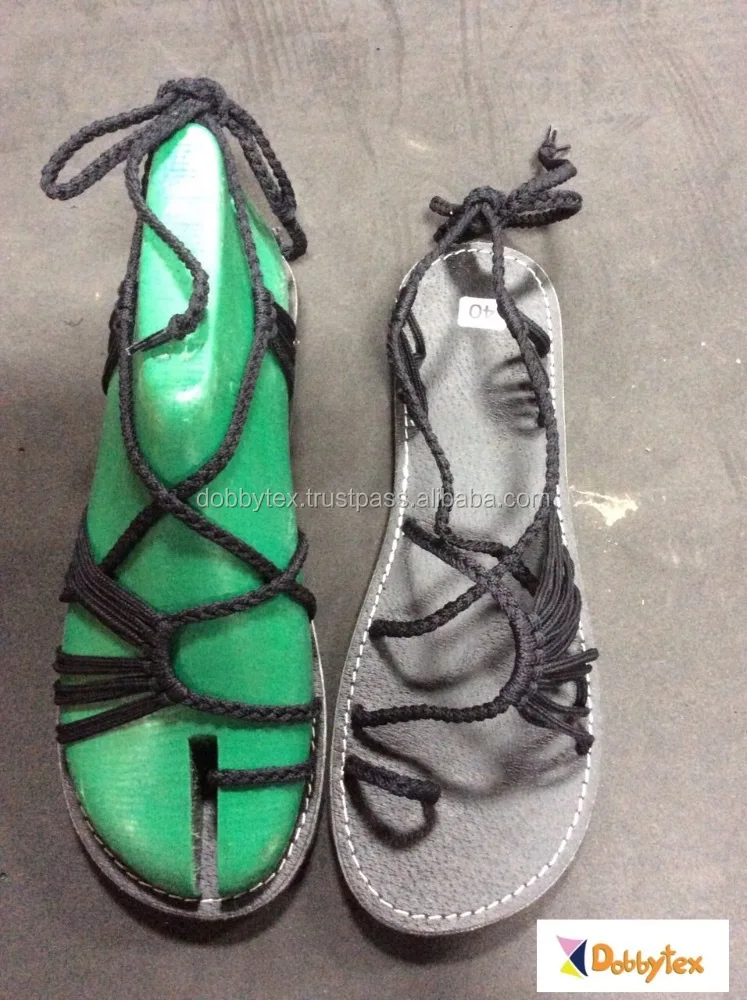 Dobbytex DBTS10 Black dimp Twist Handmade rope Sandals/Shoes Hill tribe / Hmong / Summer / African