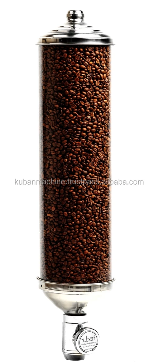 
Cylindrical Coffee Bean Dispensers, Wall Mounted Coffee Silos, Decorative Coffee Bean Dispensers for Coffee Shops Chrome PSS90 