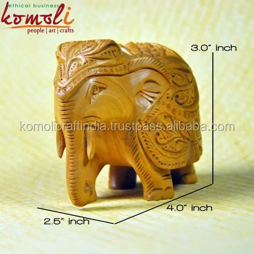 Indian souvenir wood carving hand carved elephants woods crafts for home  decoration