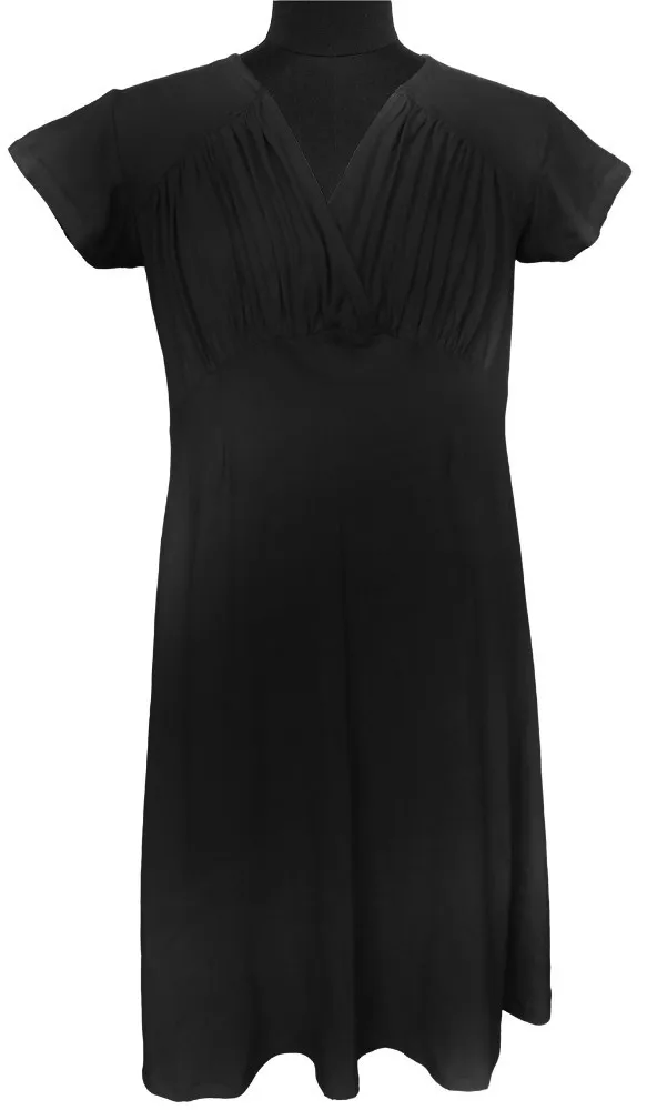 V Neck Maternity Dress with Half Sleeves Pleated Bust Organic Spandex Cotton Bamboo Fabric for Work Occasions Order Model Number