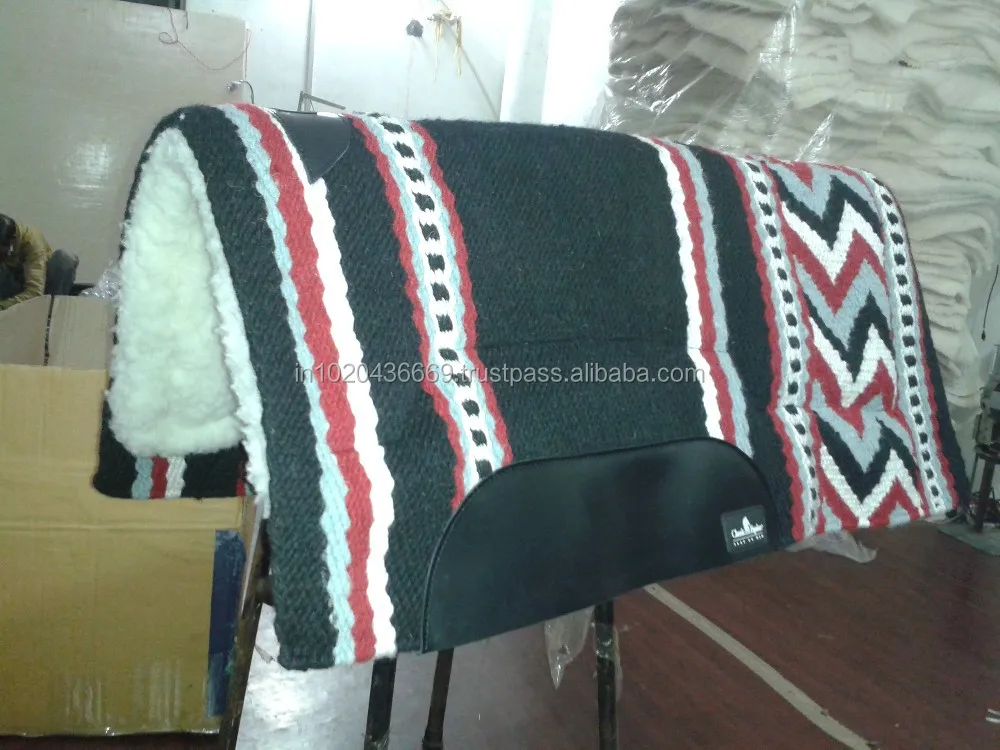 Reitsport Manufacturer Customized Design Hand woven New Zealand  Wool Western Navajo Saddle Pad Reins man Pad