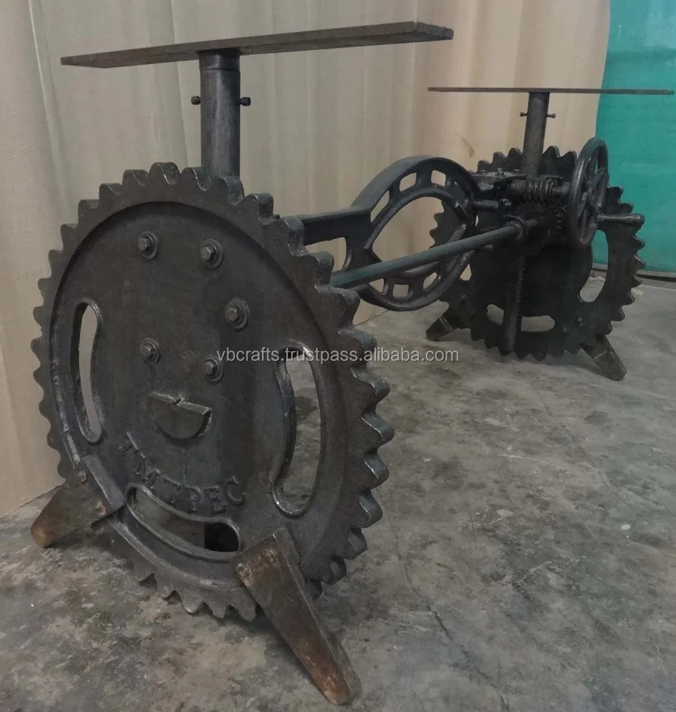 Cast Iron Worm Gear Crank Mechanism Hand Lifting Adjustable Cafe Restaurant Banquet Wedding Party Dining Table