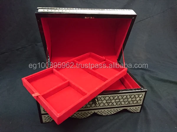 J54 HUGE Mother of Pearl Mosaic Trinket Treasure Chest Holder Bombay Jewelry Box