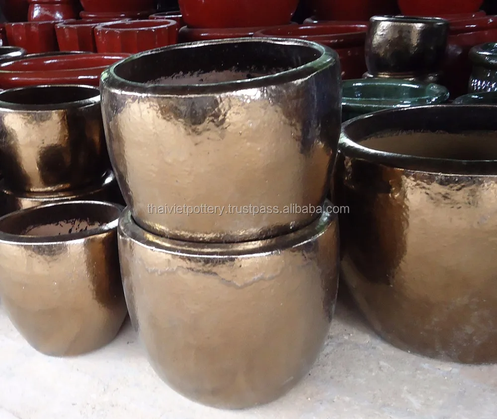 Glazed GOLD outdoor pots