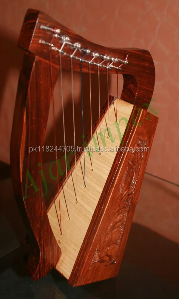 
8 Strings Celtic Engraved Harp - Rosewood Irish Harp 