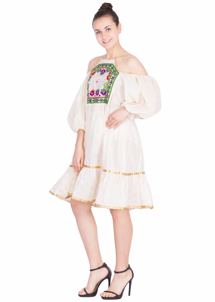 Ethnic Indian Style Unique Handmade Designer Kurtis off Shoulder Women Party Wear Dresses For Women