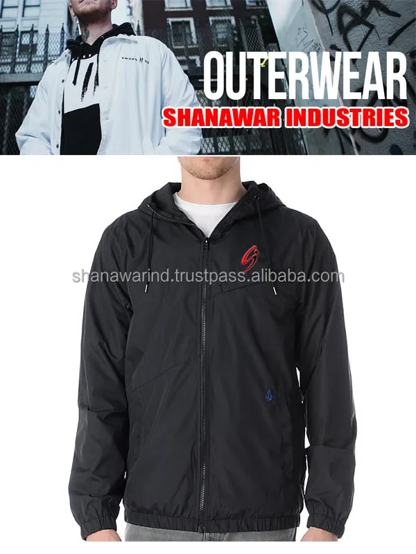 High Street Style Lightweight Windbreaker Winter Jacket for Men 100% Nylon Water Resistant Shell