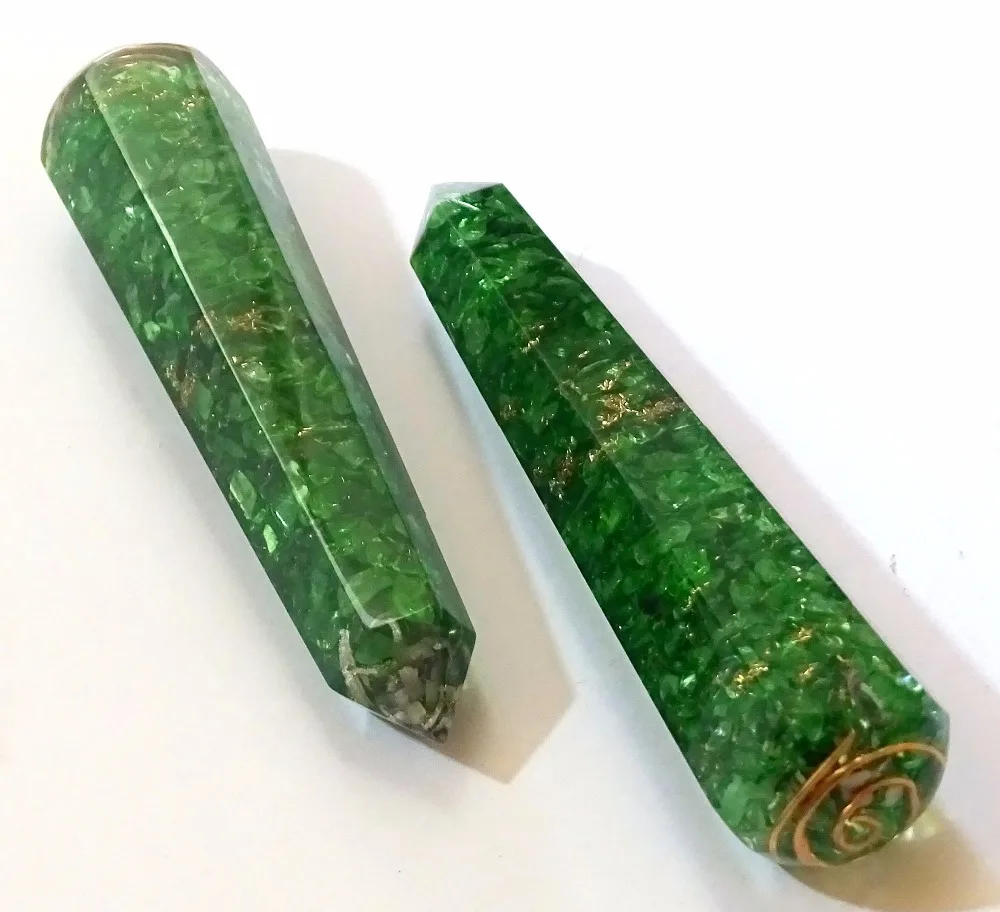 Amazing Green Onyx Orgonite Energy Faceted Healing Massage Wands on sale