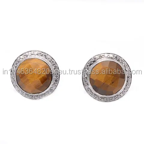 Tiger Eye & Zircon holder wooden jewelry holder wooden jewelry Cufflink