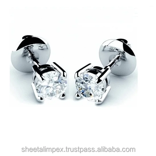 
Sheetal Impex 0.50 Tcw SI Clarity IJ Color Round Shape Real Natural Diamonds Studded 14 Kt White Gold Solitaire Stud Earring 