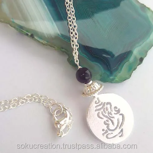 925 Silver Plated Designer Artisan Filigree Handmade Lord Ganesha Charm Pendant Brass Jewellery Soku#2283