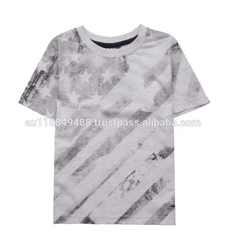 
 2015 лучшее качество мода с коротким рукавом мальчики серый печатных футболку оптовая продажа  
