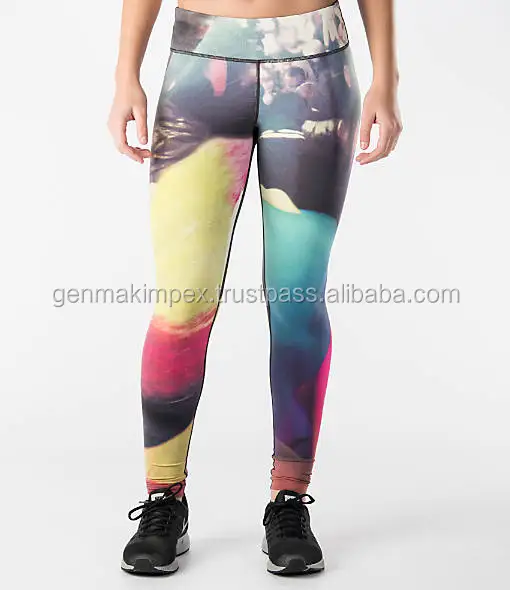 Сексуальные женские обтягивающие леггинсы с радужным принтом