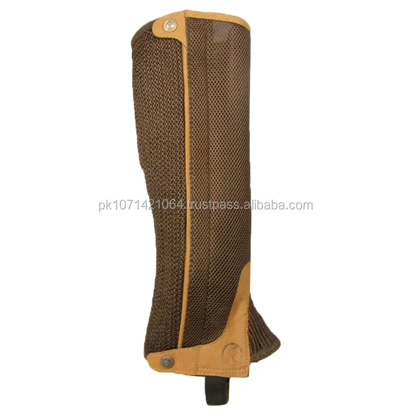 ADULTS HORSE RIDING SUEDE GAITERS AIR MESH BLACK BROWN HALF CHAPS GLOVES S - XL By Riaz Jamal Intel