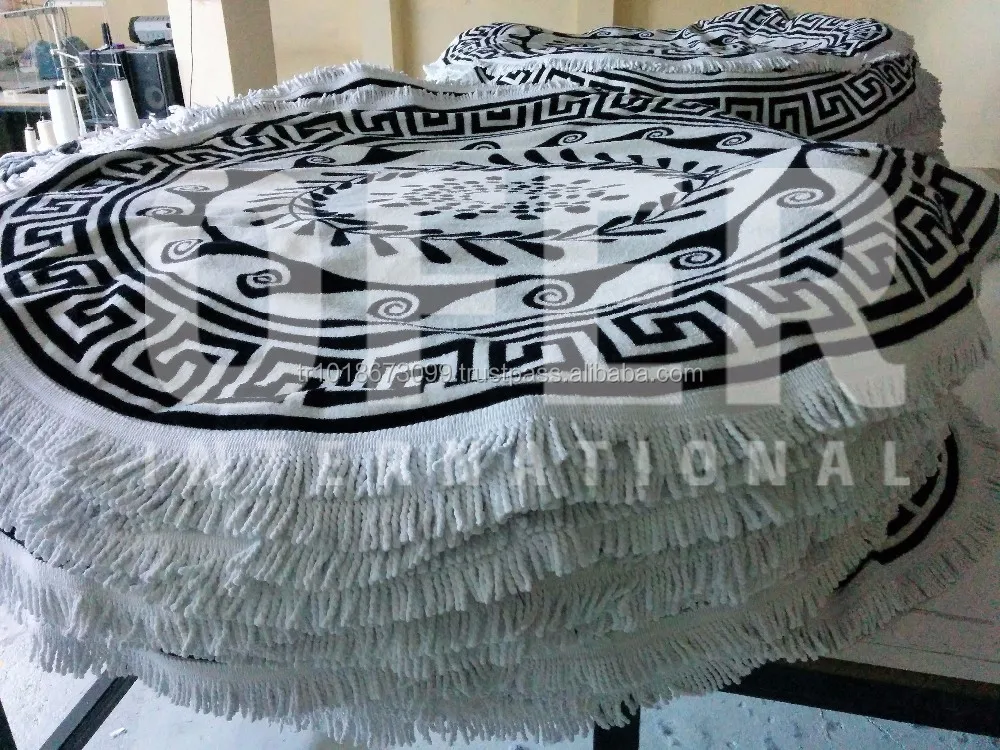 Made in Turkey 150 cm Roundie Beach towel with tassels from Factory, Australian the beach people roundie circle RBT