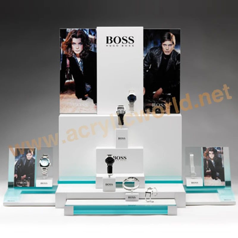Customized MDF Watch Display Stand/Wholesale pop Watch Display stand with LCD screen