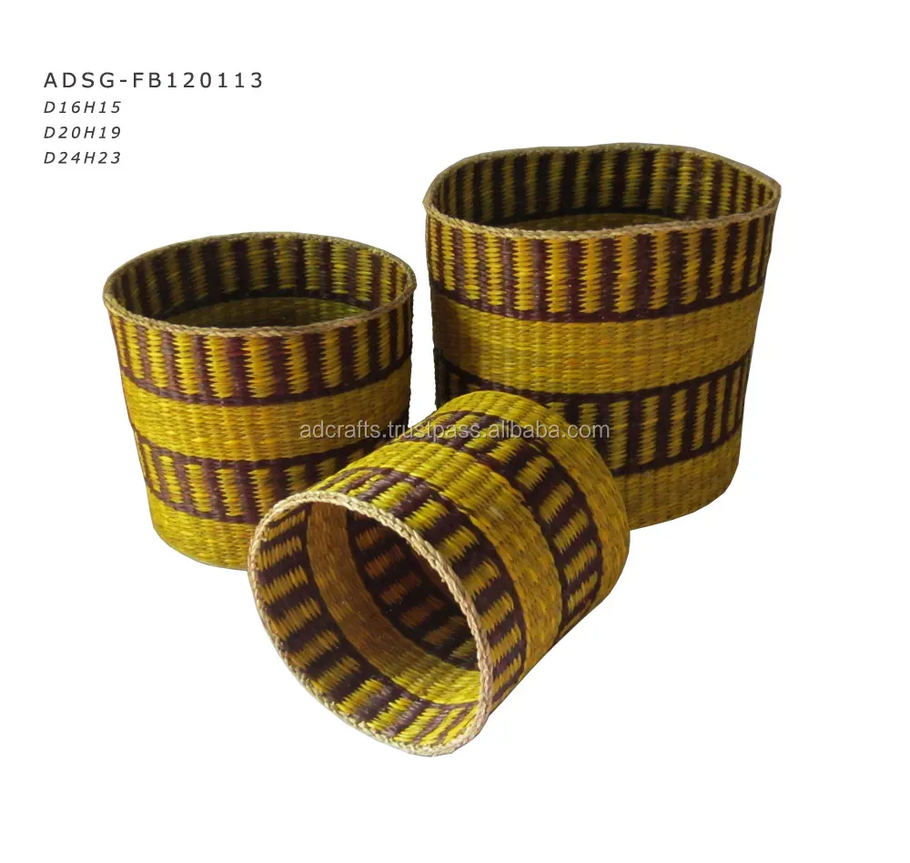 
wholesale factory vietnamese seagrass combined rattan basket 