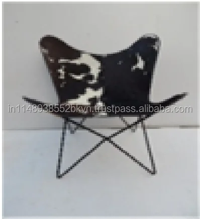 Промышленный и винтажный узор из натуральной кожи и цвета с металлическим основанием складной стул-бабочка
