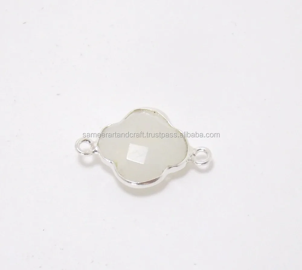 Rainbow Moonstone 925 Sterling Silver Handmade Bezel Connector