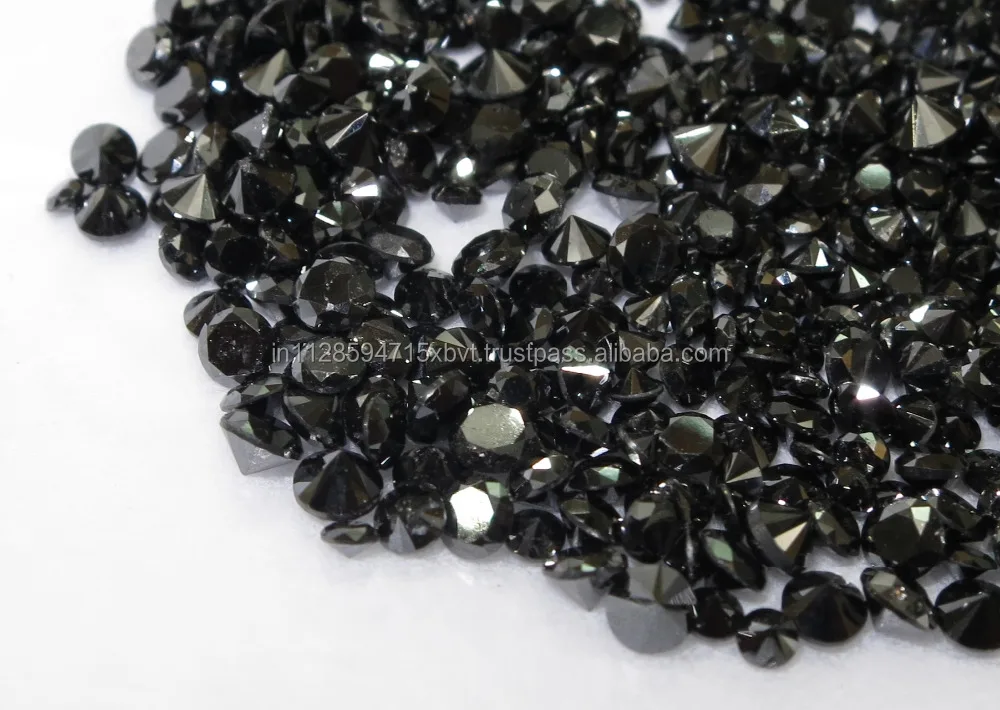 1.6-2mm Natural Loose Round Brilliant Cut Cut Fancy Black Diamonds for Setting Opaque Top Quality