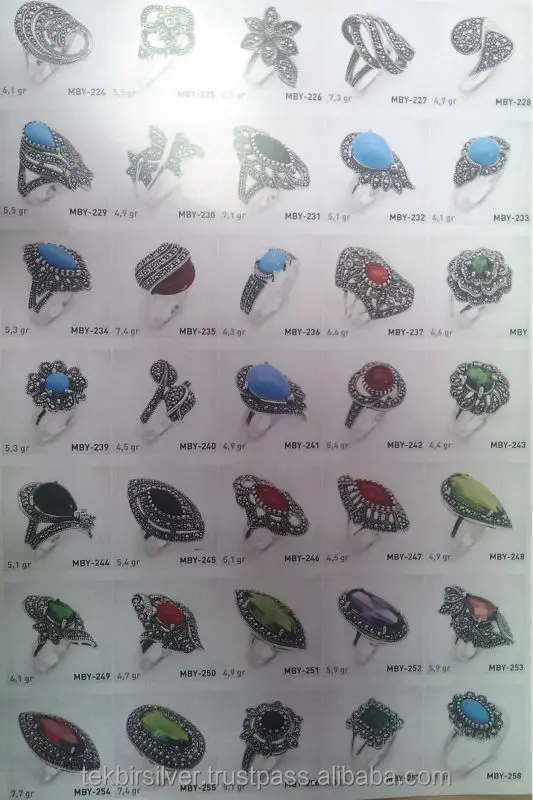 925 Sterling Silver Marcasite Woman Rings Collection 2014 No: 1