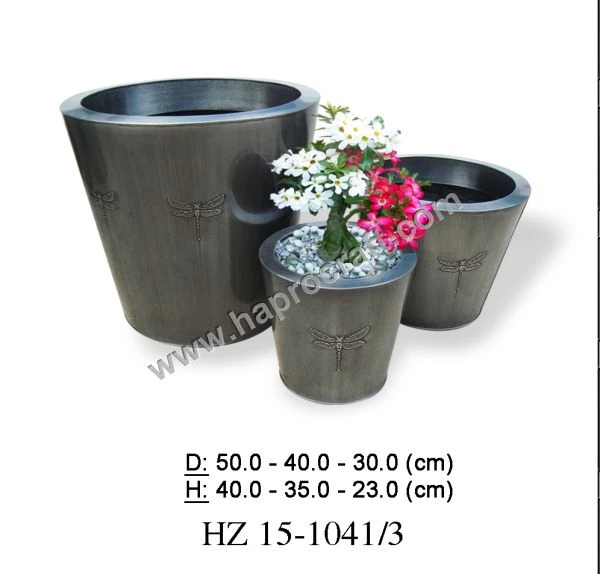 New Design Zinc Flower Planter, Wholesale Zinc Pots in Vietnam, Home & Garden Decoration (HG 15-1041/3)